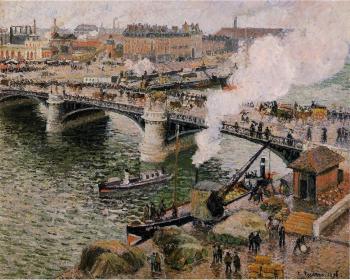 Camille Pissarro : The Boieldieu Bridge, Rouen, Damp Weather